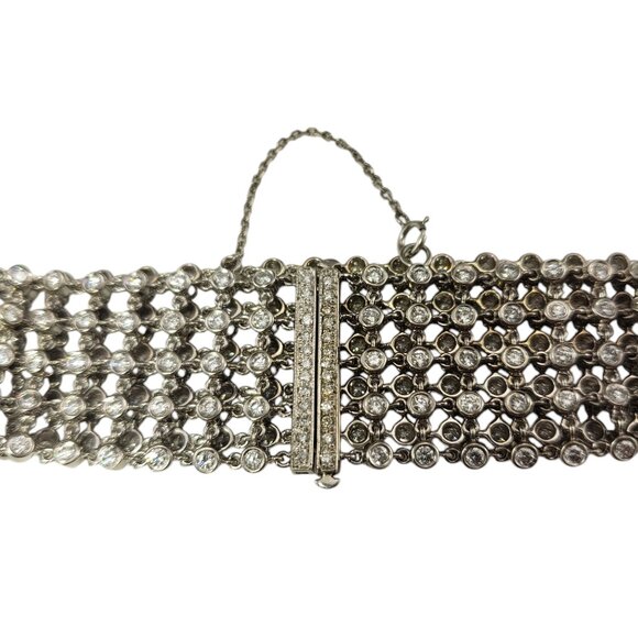 18 Karat White Gold Diamond 5 Row Mesh Bracelet #19590 - Picture 5 of 8